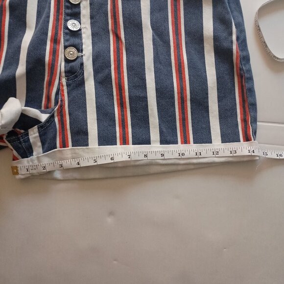 BDG Urban Outfitters Striped Mom Buttonup Denim Shorts Red White Blue Womens W32 - Picture 14 of 16